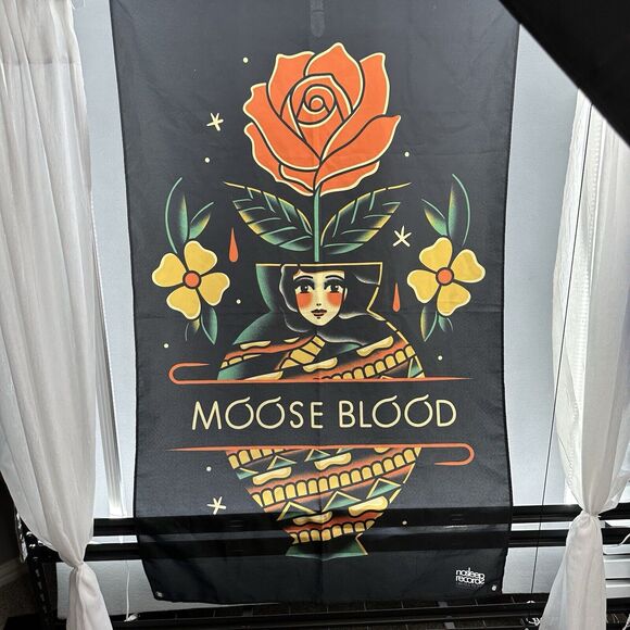 Y2K MOOSE BLOOD Tapestry Flag No Sleep Records OOP *LIMITED* 58x35 XL Punk Emo - Picture 2 of 7